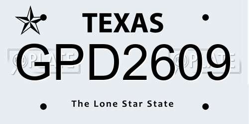 GPD2609 Texas License Plate