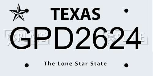 GPD2624 Texas License Plate