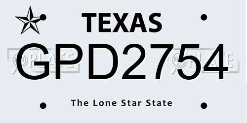 GPD2754 Texas License Plate