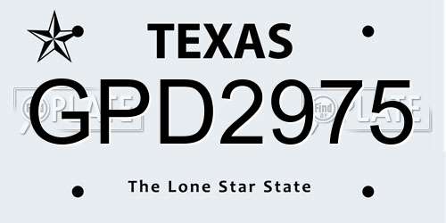GPD2975 Texas License Plate