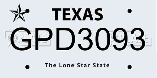 GPD3093 Texas License Plate