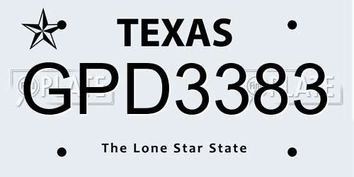 GPD3383 Texas License Plate
