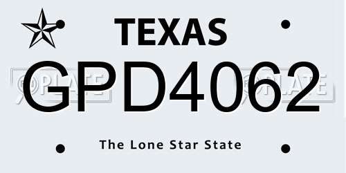 GPD4062 Texas License Plate