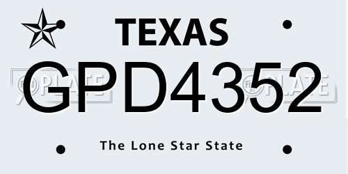 GPD4352 Texas License Plate