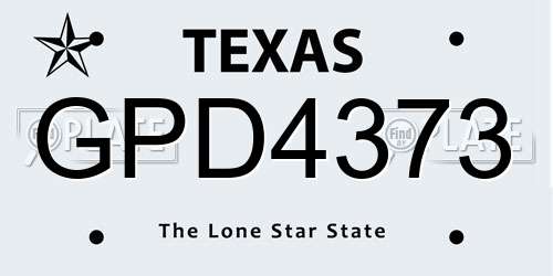 GPD4373 Texas License Plate