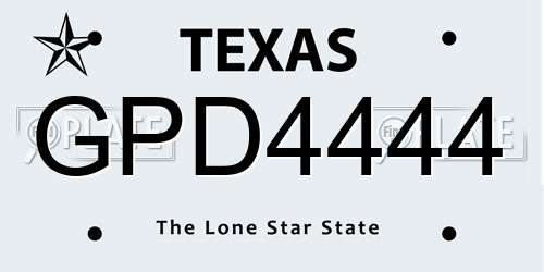 GPD4444 Texas License Plate
