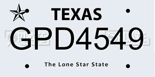 GPD4549 Texas License Plate