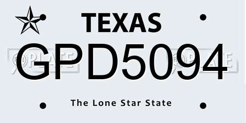GPD5094 Texas License Plate