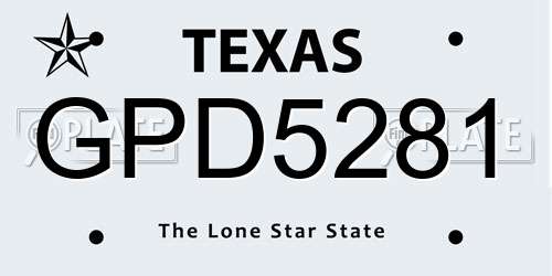 GPD5281 Texas License Plate