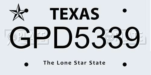 GPD5339 Texas License Plate