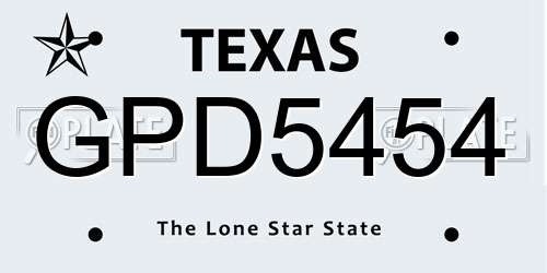 GPD5454 Texas License Plate