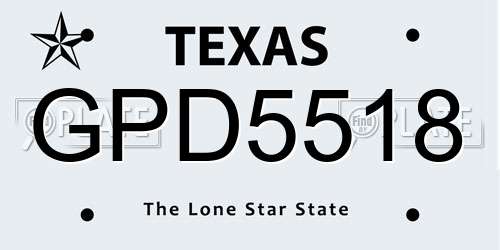 GPD5518 Texas License Plate