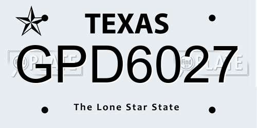GPD6027 Texas License Plate