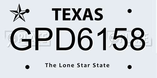 GPD6158 Texas License Plate