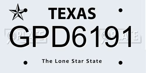 GPD6191 Texas License Plate
