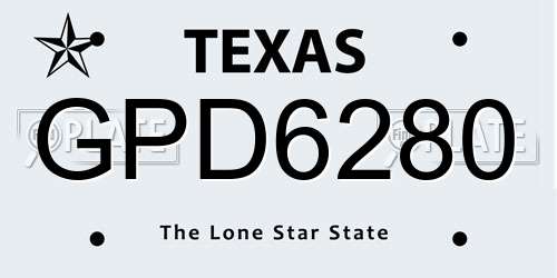 GPD6280 Texas License Plate