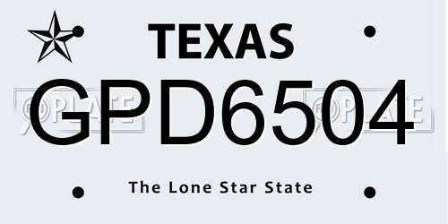 GPD6504 Texas License Plate
