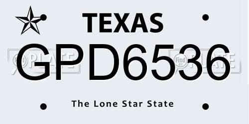 GPD6536 Texas License Plate