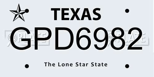 GPD6982 Texas License Plate