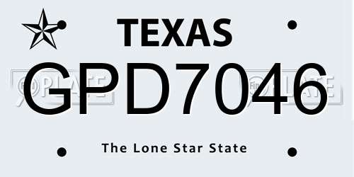 GPD7046 Texas License Plate