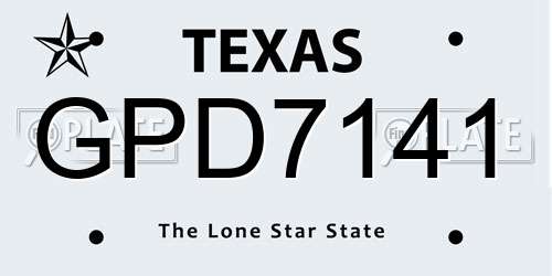 GPD7141 Texas License Plate