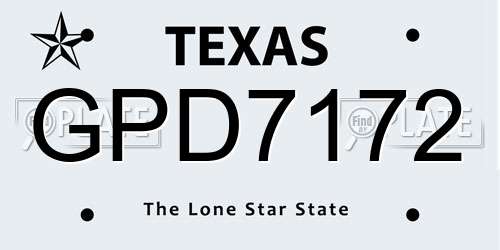 GPD7172 Texas License Plate