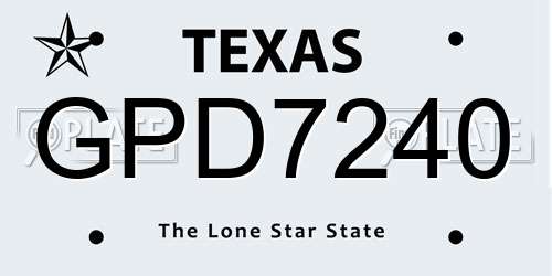 GPD7240 Texas License Plate