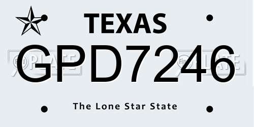 GPD7246 Texas License Plate