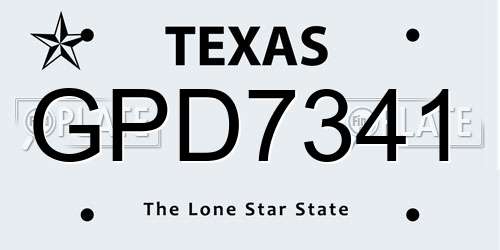 GPD7341 Texas License Plate