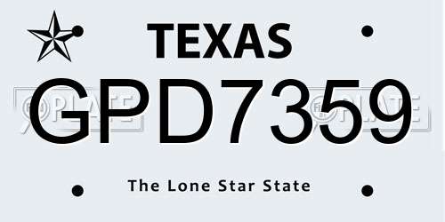 GPD7359 Texas License Plate