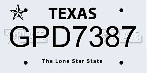 GPD7387 Texas License Plate