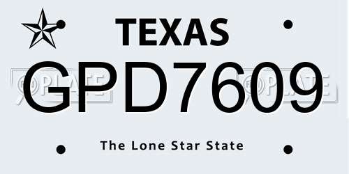 GPD7609 Texas License Plate