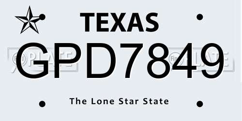 GPD7849 Texas License Plate