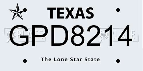 GPD8214 Texas License Plate