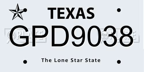 GPD9038 Texas License Plate