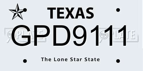 GPD9111 Texas License Plate