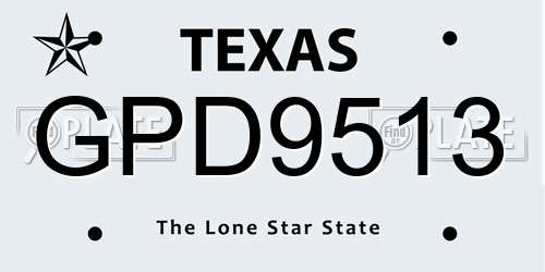 GPD9513 Texas License Plate
