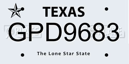 GPD9683 Texas License Plate