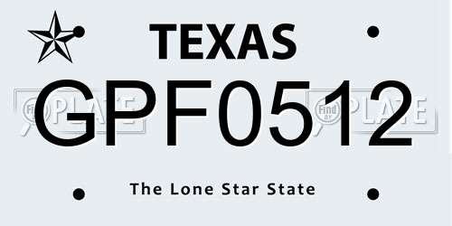 GPF0512 Texas License Plate