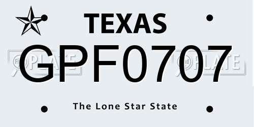 GPF0707 Texas License Plate