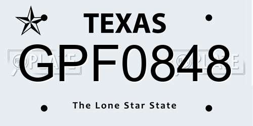GPF0848 Texas License Plate
