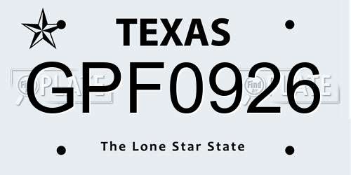 GPF0926 Texas License Plate