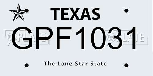 GPF1031 Texas License Plate