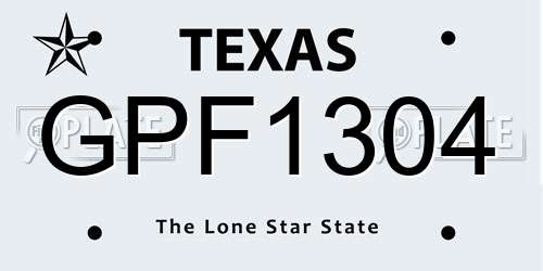 GPF1304 Texas License Plate
