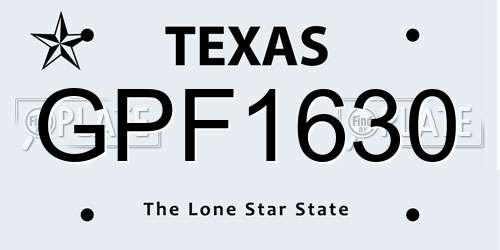 GPF1630 Texas License Plate