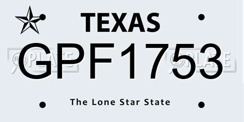 GPF1753 Texas License Plate