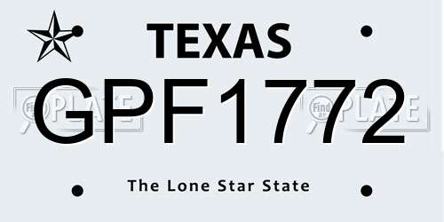 GPF1772 Texas License Plate