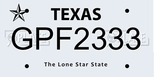 GPF2333 Texas License Plate