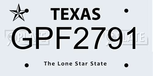 GPF2791 Texas License Plate