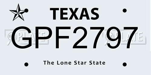 GPF2797 Texas License Plate